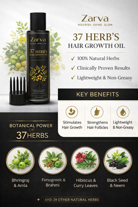 Zarva 37 Herbs Hair Growth Oil – Luxury Botanical Hair Therapy | 100ml